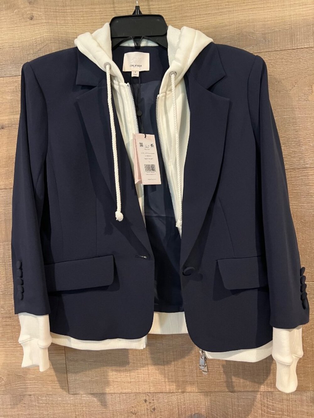 CINQ A SEPT Le Petit Khloe Blazer navy/ cream SWEATSHIRT SIZE 4 - Picture 9 of 13